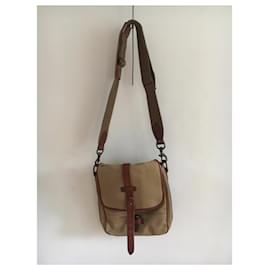 Ralph Lauren-Canvas / leather shoulder bag-Brown,Khaki