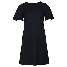 Autre Marque-Ziege Kleid mit Cut-Out-Rücken aus blauer Wolle-Schwarz