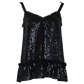 Alice + Olivia Needle & Thread Sequin Camisole Top in Black Polyester Black