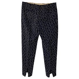 Chloé Pattern Trousers in Navy Blue Wool Blue Navy blue