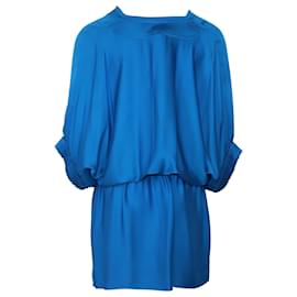 Diane Von Furstenberg-Diane von Furstenberg Ruched Batwing Dress in Blue Silk-Blue