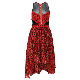 Jonathan Simkhai Embroidered Hi-lo Halter Dress in Red Polyester Red