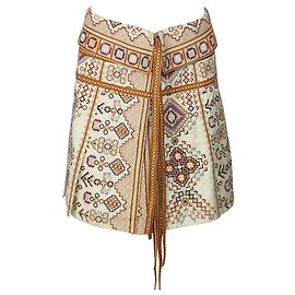 Saia Wrap Bordada Shaia Ulla Johnson em Algodão Creme Branco Cru