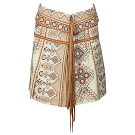 Ulla Johnson-Ulla Johnson Shaia Embroidered Wrap Skirt in Cream Cotton-White,Cream