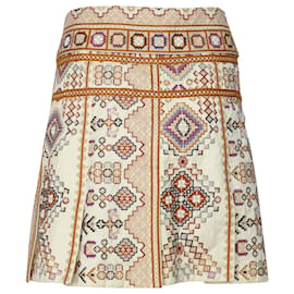 Ulla Johnson-Ulla Johnson Shaia Embroidered Wrap Skirt in Cream Cotton-White,Cream