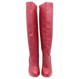 Christian Louboutin-Christian Louboutin Vicky Botta 120 Knee High Boots in Red Leather-Red