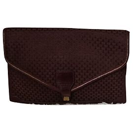 Lanvin Clutch Bag Dark Red Canvas Dark red