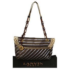 Borsa Lanvin Happy in tela e pitone Multicolore