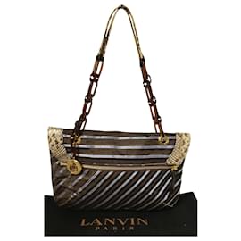 Bolsa Lanvin Happy em lona e python Multicor