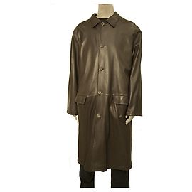 Ermenegildo Zegna brown reversible leather long coat & raincoat size XXL Brown