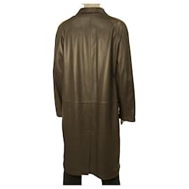 Ermenegildo Zegna-Ermenegildo Zegna brown reversible leather long coat & raincoat size XXL-Brown