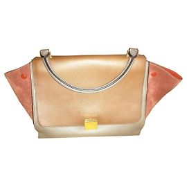 Bolsa Céline Trapeze em couro e nobuck tricolor Multicor