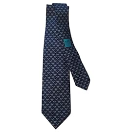 Hermès-Cravates-Bleu,Beige