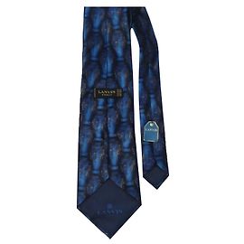 Lanvin printed silk tie black and blue Black Blue Other