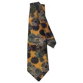Gravata Lanvin de seda amarela e verde Verde Amarelo