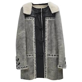 Chanel-Chanel Grey Shearling Hooded Coat-Grey