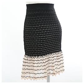 Alexander Mcqueen-[Used] ALEXANDER MCQUEEN Knee length skirt Nylon / silk black / beige Ladies size XS-Black