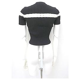 Alexander Mcqueen-[Used]) Alexander McQueen Tops Women's Knit Black Rib Knit Short Sleeve S Size-Black