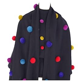 Christian Dior-Christian Dior Cape Shawl Vêtements d'extérieur-Noir,Multicolore