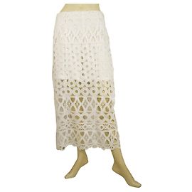 Jupe d'été longueur mollet en dentelle blanche Dondup avec. short intérieur Blanc