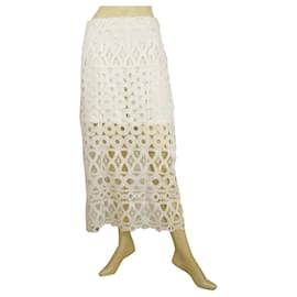 Dondup-Dondup White Lace Calf Length Summer Skirt w. inner shorts-White