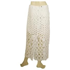 Dondup-Dondup White Lace Calf Length Summer Skirt w. inner shorts-White