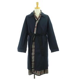 [Usato] BALENCIAGA Cappotto interno check Bal collo esterno lungo 34 Blu navy Navy / MF ■ OS Men Blu navy