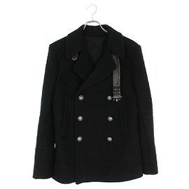 [Used] BALMAIN　 Metal button Melton pea coat (Black) [BS99] [Men] Black