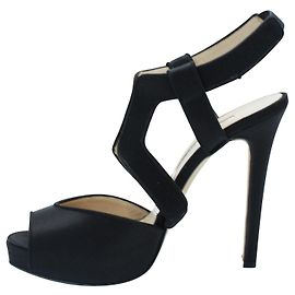 Oscar de la Renta Black Satin Eliana Heels  Black