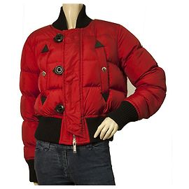 Dsquared2 D2 Taille de la veste bomber matelassée rouge en plumes 42 Rouge