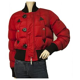 Dsquared2 D2 Rot gesteppte Bomber Puffer Daunenjacke Größe 42 Rot