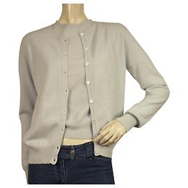 Joseph Hellblauer Kaschmir-Strick-Kurzarm-Oberteil Cardigan Twin Set Größe S Hellblau