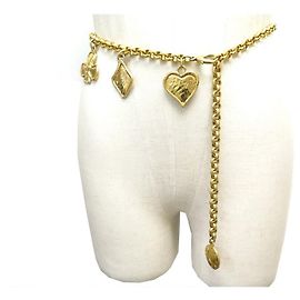 CINTURÓN GIVENCHY CORAZÓN PIQUE TREFLE CUADROS T70 a 90 EN CADENA DE CINTURÓN DE METAL ORO Dorado
