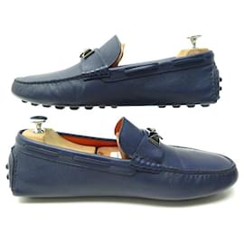 Hermès-HERMES IRVING SHOES 42.5 LOAFERS NAVY GRAIN LEATHER LOAFERS-Navy blue