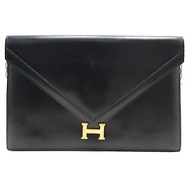 Hermès BOLSA DE MÃO VINTAGE HERMES LYDIE EM CAIXA PRETA BOLSA DE MÃO DE COURO Preto