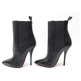 Christian Louboutin-CHRISTIAN LOUBOUTIN SHOES 38 BLACK LEATHER BOOTS-Black