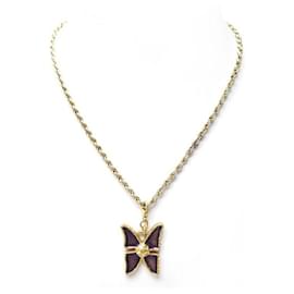 COLGANTE VINTAGE YVES SAINT LAURENT CHARM COLLAR MARIPOSA COLLAR DE METAL DORADO Dorado