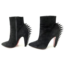 Christian Louboutin-CHRISTIAN LOUBOUTIN SHOES 37 BLACK SUEDE SUEDE BOOTS SHOES-Black