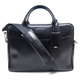 ST DUPONT LINE D BAG DOCUMENTS BLACK LEATHER BANDOULIERE BRIEFCASE Black