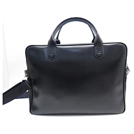 St Dupont-ST DUPONT LINE D BAG DOCUMENTS BLACK LEATHER BANDOULIERE BRIEFCASE-Black