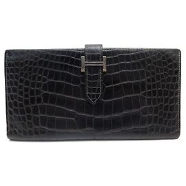 Hermès HERMES BEARN WALLET IN BROWN CROCODILE LEATHER WALLET WALLET Brown