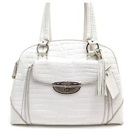 MAON TASCHE LANCEL ADJANI XL A03347 WEIßE KROKODILLEDERHANDTASCHE Weiß