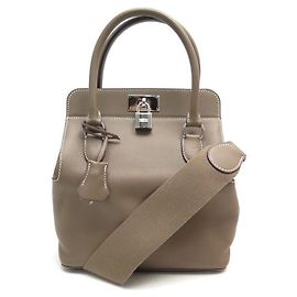 Hermès HERMES TOOLBOX HANDBAG 20 SWITF LEATHER BANDOULIERE + BAG BOX Taupe