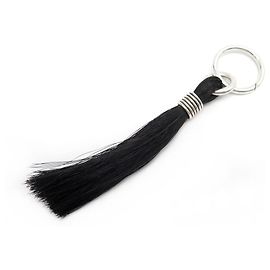 Hermès HERMES POMPON HORSEHAIR & STERLING SILVER KEY RING 925 28GR SILVER KEY RING Silvery