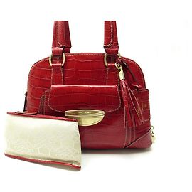 NOVA BOLSA DE LANCEL ADJANI GM EM COURO CROCO VERMELHO BOLSA DE COURO Vermelho