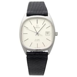 Omega-VINTAGE OMEGA DE VILLE WATCH 39 MM QUARTZ BRUSHED STEEL WATCH-Silvery