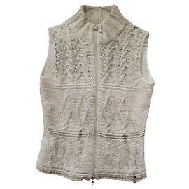 Trussardi plaited wool vest Eggshell
