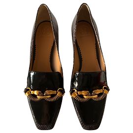 Tory Burch Black printed leather Jessa mocassins Black