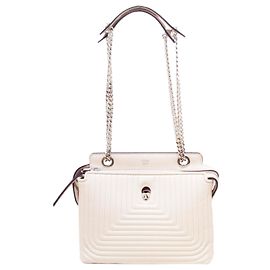 Fendi White DotCom Click Leather Shoulder Bag White