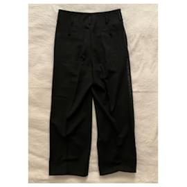Yves Saint Laurent-Vintage black wool tuxedo trousers-Black